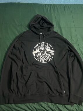 Vans Black Crewneck Hoodie with White 'Off The Wall' Logo